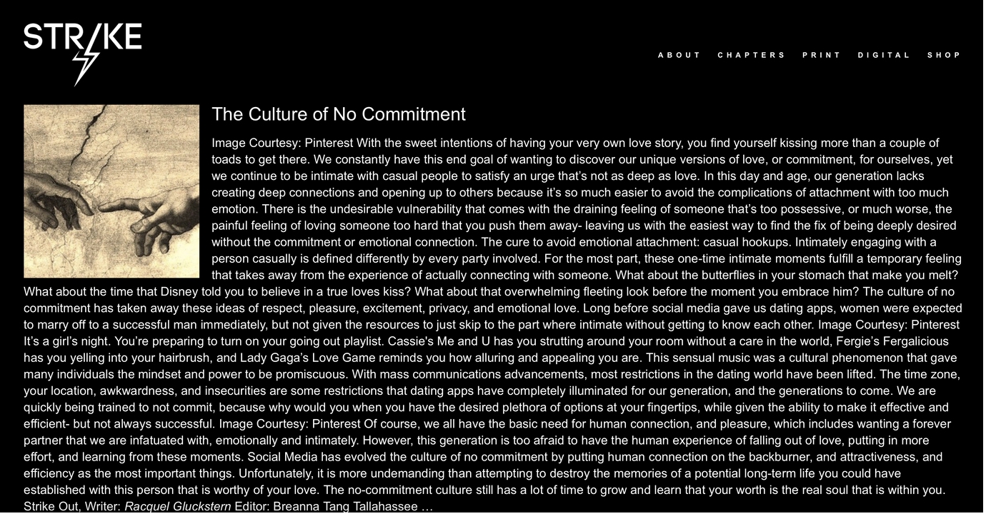 STRIKE Magazine digital article by Racquel Gluckstern